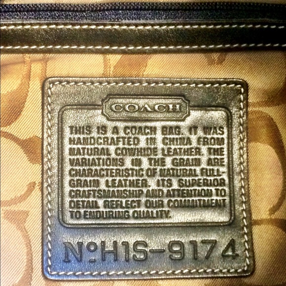 Large black and off white Coach tote purse. - Picture 3 of 8